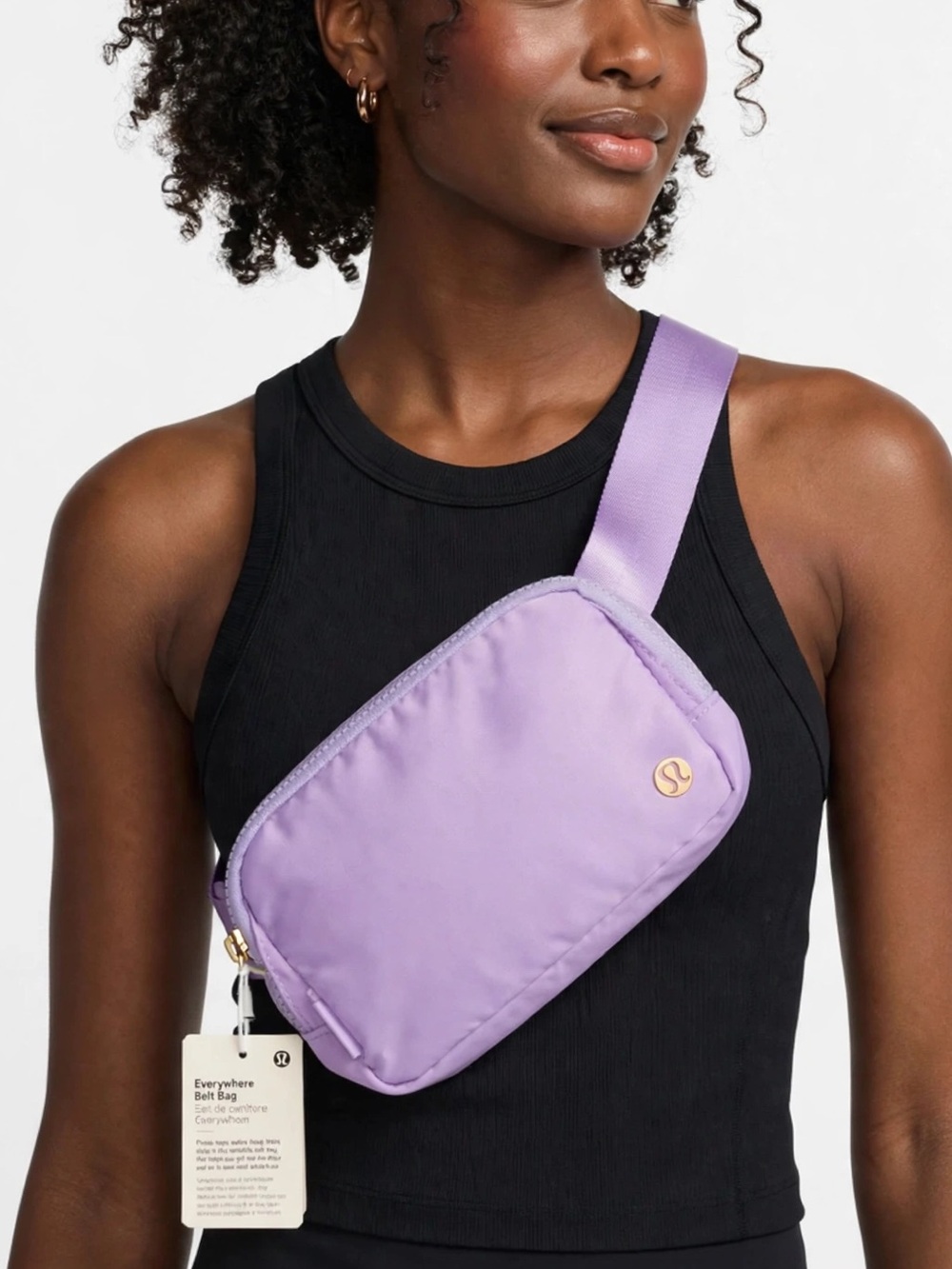 lululemon athletica Everywhere Belt Bag in Lavender Purple with Gold Logo